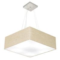 Lustre Pendente Quadrado Md-4032 Cúpula Em Tecido 15/50x50cm Rustico Bege - Bivolt - 1