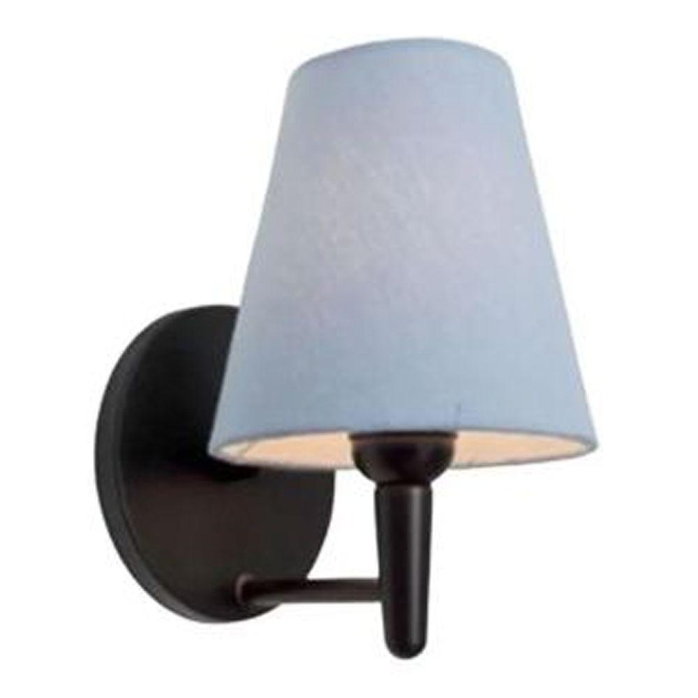 Arandela Cone Md-2004 Base Preto Cúpula Em Tecido 14-14x07cm Azul Bebê - Bivolt - 1