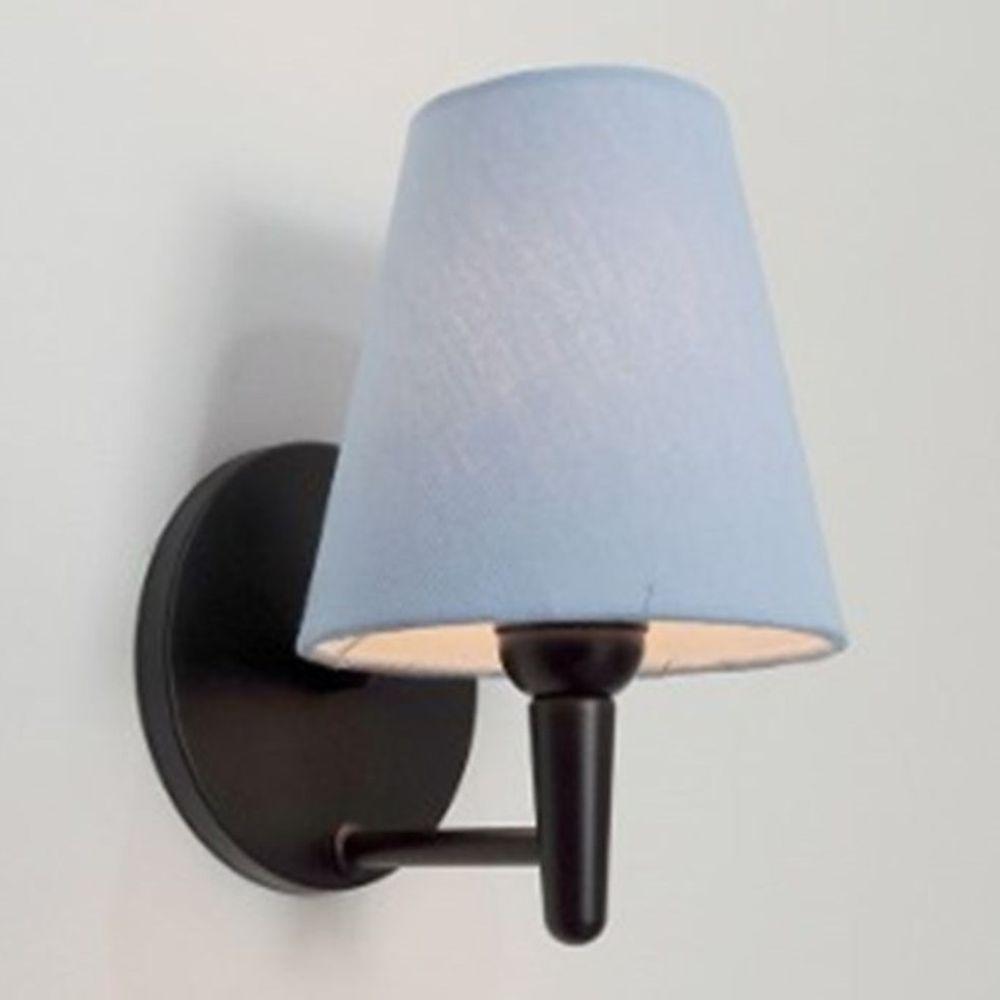 Arandela Cone Md-2004 Base Preto Cúpula Em Tecido 14-14x07cm Azul Bebê - Bivolt - 2