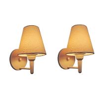 Kit-2 Arandela Cone Md-2004 Base Branco Cúpula Em Tecido 14-14x07cm Algodão Crú - Bivolt - 1