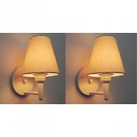 Kit-2 Arandela Cone Md-2004 Base Branco Cúpula Em Tecido 14-14x07cm Algodão Crú - Bivolt - 5