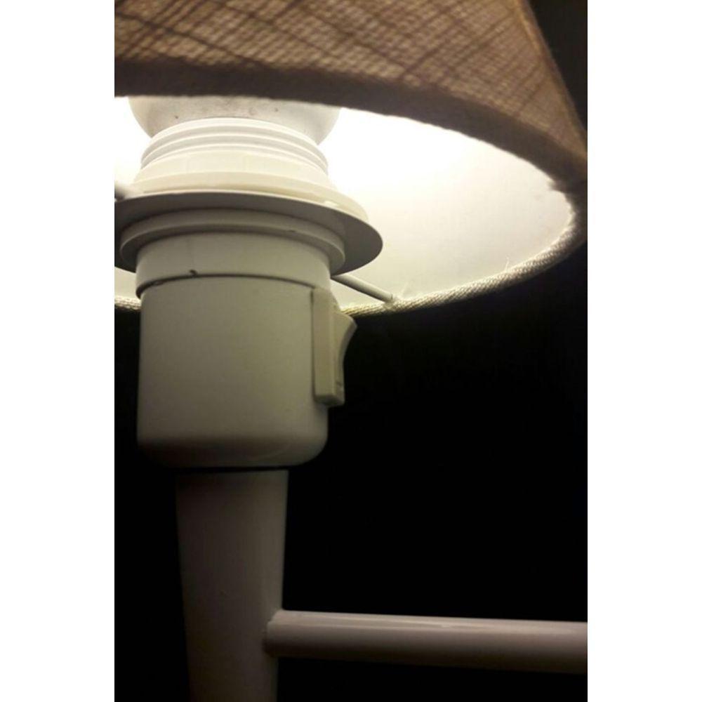 Kit-2 Arandela Cone Md-2012 Branco C- Inter Liga E Desl Cúpula Em Tecido Rustico Bege - Bivolt - 4