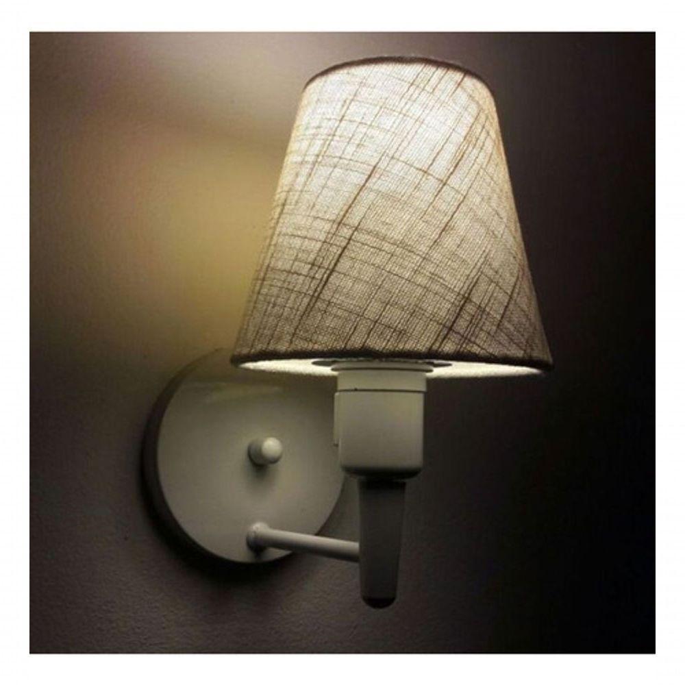 Kit-2 Arandela Cone Md-2012 Branco C- Inter Liga E Desl Cúpula Em Tecido Rustico Bege - Bivolt - 7