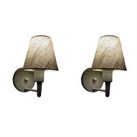 Kit-2 Arandela Cone Md-2012 Branco C- Inter Liga E Desl Cúpula Em Tecido Rustico Bege - Bivolt - 1