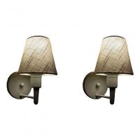 Kit-2 Arandela Cone Md-2012 Branco C- Inter Liga E Desl Cúpula Em Tecido Rustico Bege - Bivolt - 5