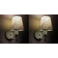 Kit-2 Arandela Cone Md-2012 Branco C- Inter Liga E Desl Cúpula Em Tecido Rustico Bege - Bivolt - 6