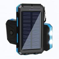 Power Bank Solar 10000mah Com Lanterna Led Sos – Carregador Portátil Usb à Prova De Respingo, Quedas E Poeira - Azul - 1