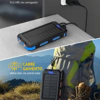 Power Bank Solar 10000mah Com Lanterna Led Sos – Carregador Portátil Usb à Prova De Respingo, Quedas E Poeira - Azul - 6