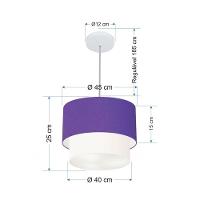 Lustres Pendentes Duplo Cilíndrico Vivare Md-4350 Cúpula Em Tecido 45x40cm - Bivolt Roxo-branco 127/220v - 2
