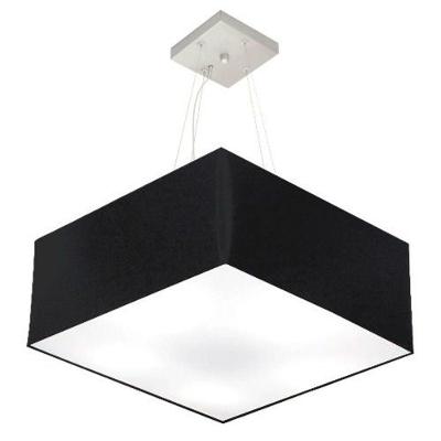 Lustre Pendente Quadrado Vivare Md-4006 Cúpula Em Tecido 21/50x50cm - Bivolt Preto 127/220v