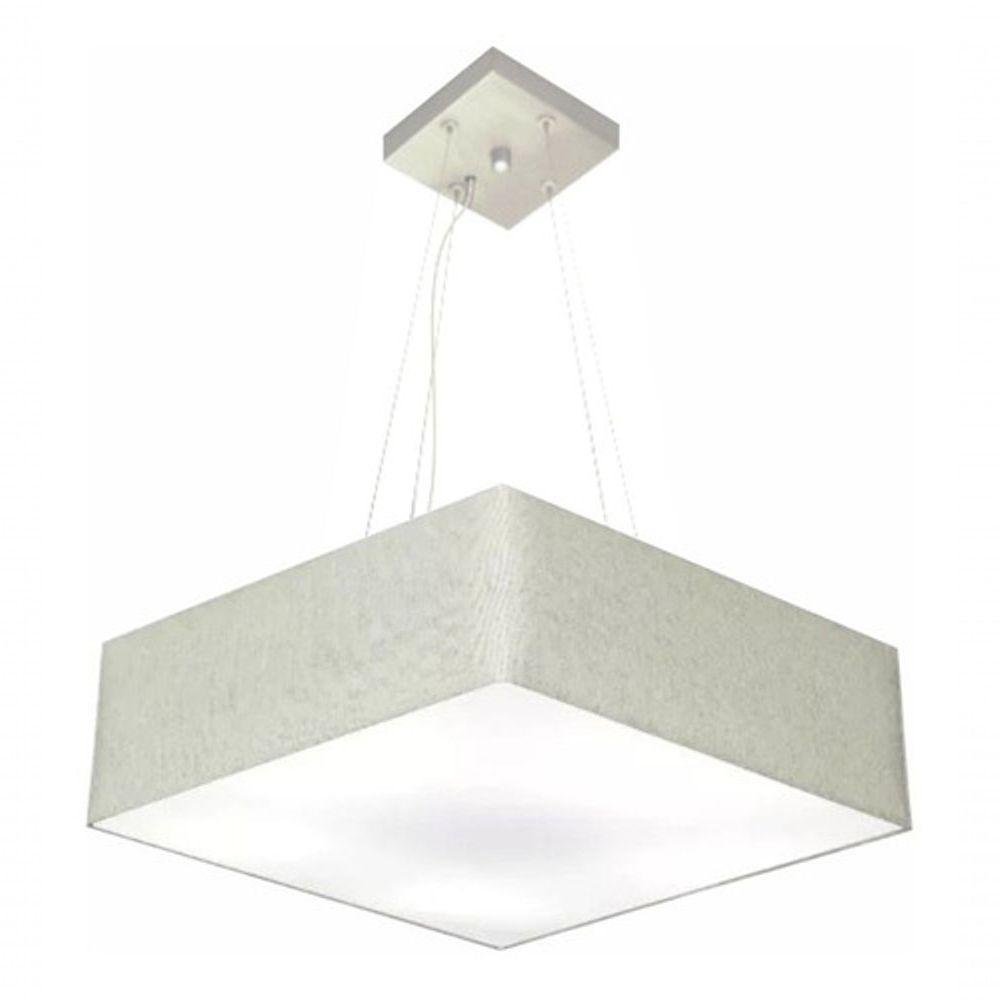 Lustre Pendente Quadrado Vivare Md-4137 Cúpula Em Tecido 15/70x70cm - Bivolt Rustico-cinza 127/220v - 3
