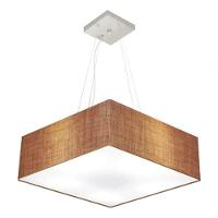 Lustre Pendente Quadrado Vivare Md-4198 Cúpula Em Tecido 15/60x60cm - Bivolt Palha 127/220v - 3
