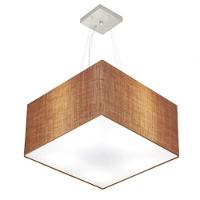 Lustre Pendente Quadrado Vivare Md-4199 Cúpula Em Tecido 30/60x60cm - Bivolt Palha 127/220v - 1