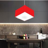 Lustre Pendente Quadrado Vivare Md-4020 Cúpula Em Tecido 21/35x35cm - Bivolt Vermelho 127/220v - 3