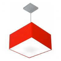 Lustre Pendente Quadrado Vivare Md-4020 Cúpula Em Tecido 21/35x35cm - Bivolt Vermelho 127/220v