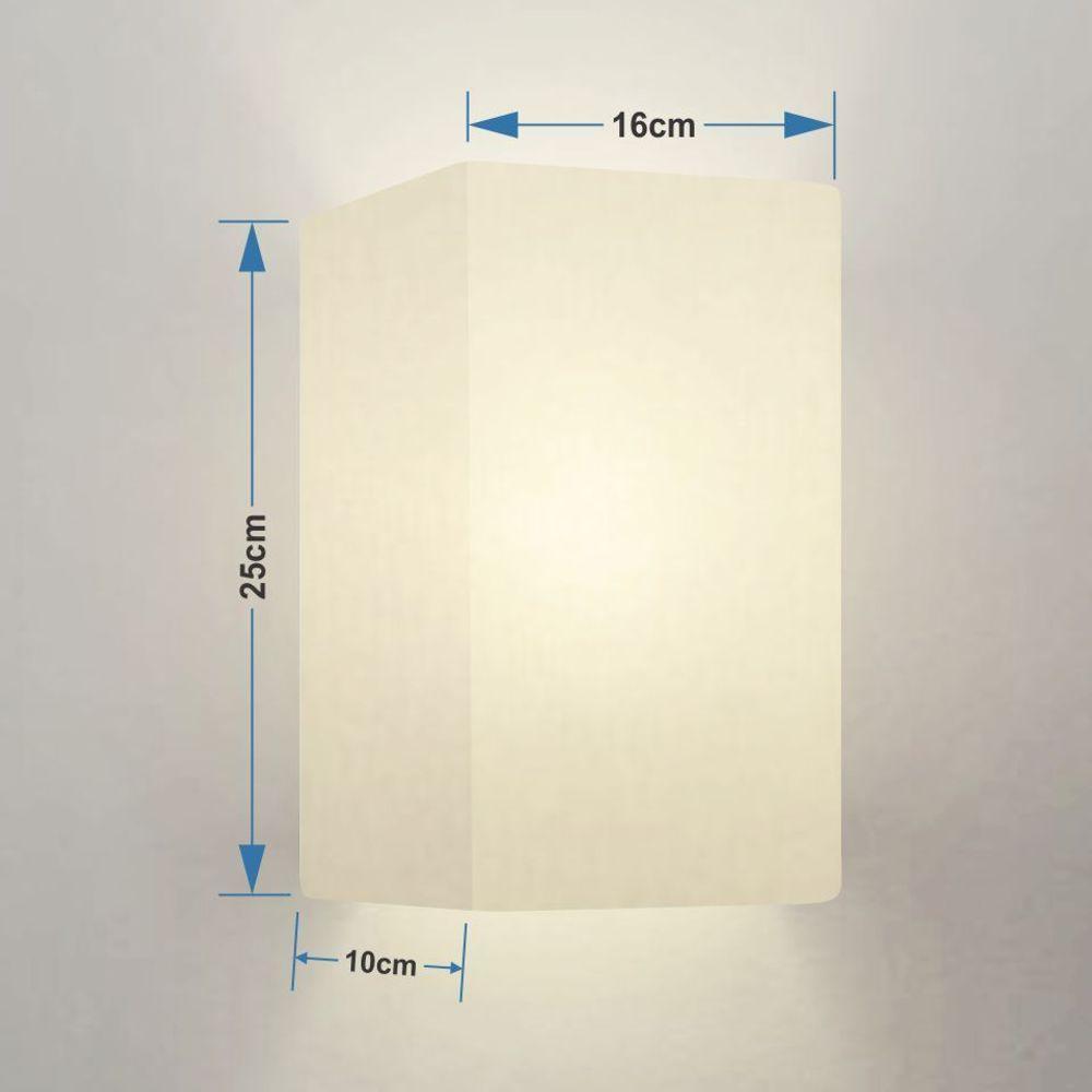 Arandela Retangular Retro Vivare Md-2002 Cúpula Em Tecido 25-16x10cm - Bivolt Branco 127-220v - 2