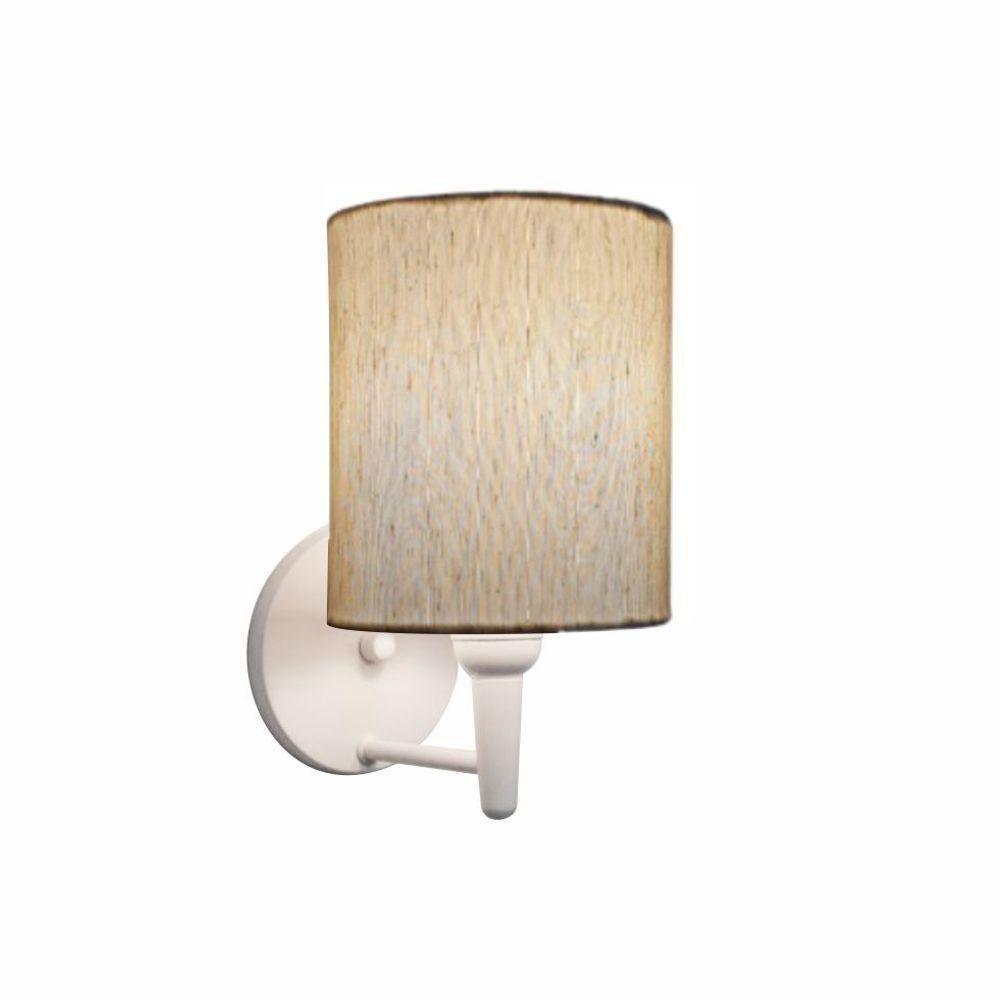 Kit-2 Arandela Cilíndrica Md-2009 Base Branco Cúpula Em Tecido 14x15cm Linho Bege - Bivolt - 3