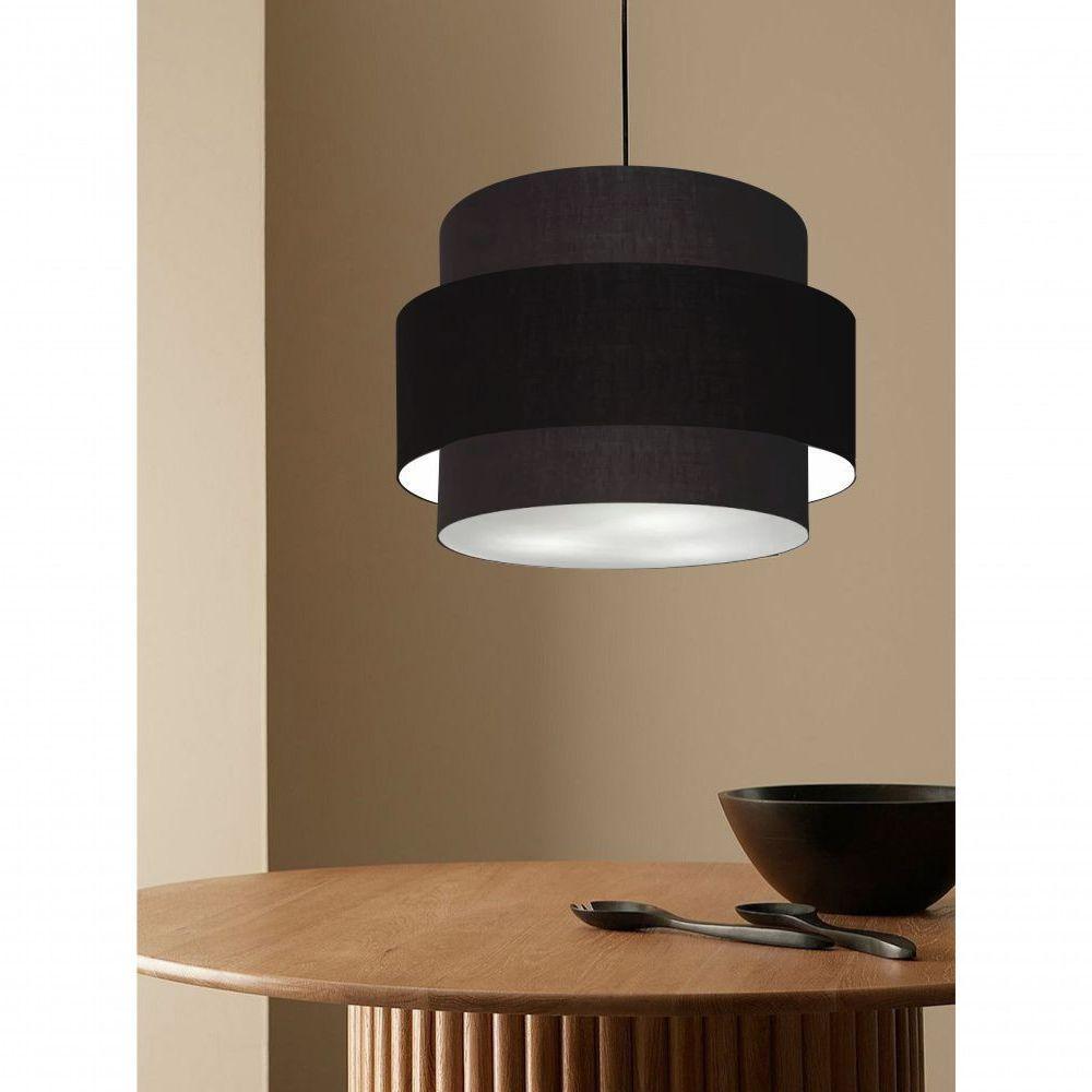 Lustre Sala De Jantar Com Desvio Vivare Md-4399 Cúpula Em Tecido 50cm Preto 127/220v - 3
