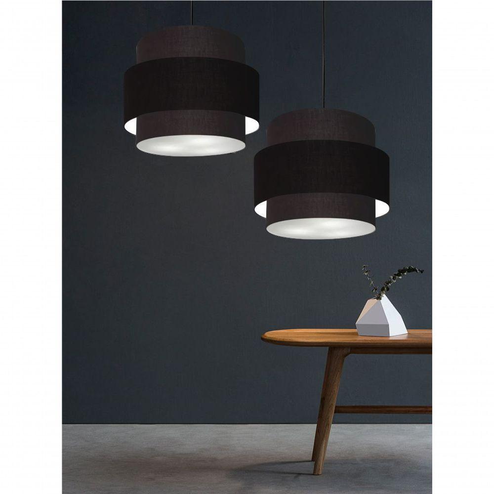 Lustre Sala De Jantar Com Desvio Vivare Md-4399 Cúpula Em Tecido 50cm Preto 127/220v - 5