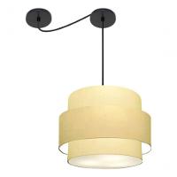 Lustre Sala De Jantar Com Desvio Vivare Md-4398 Cúpula Em Tecido 45cm Algodão-crú 127/220v - 2