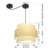 Lustre Sala De Jantar Com Desvio Vivare Md-4398 Cúpula Em Tecido 45cm Algodão-crú 127/220v - 3