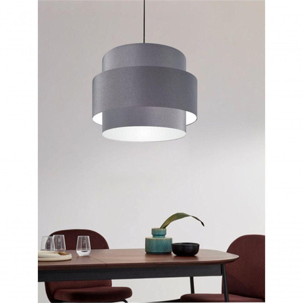 Lustre Sala De Jantar Com Desvio Vivare Md-4397 Cúpula Em Tecido 40cm Cinza-escuro 127/220v - 8