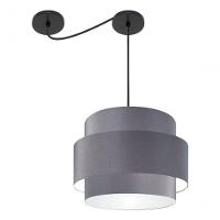 Lustre Sala De Jantar Com Desvio Vivare Md-4397 Cúpula Em Tecido 40cm Cinza-escuro 127/220v - 6