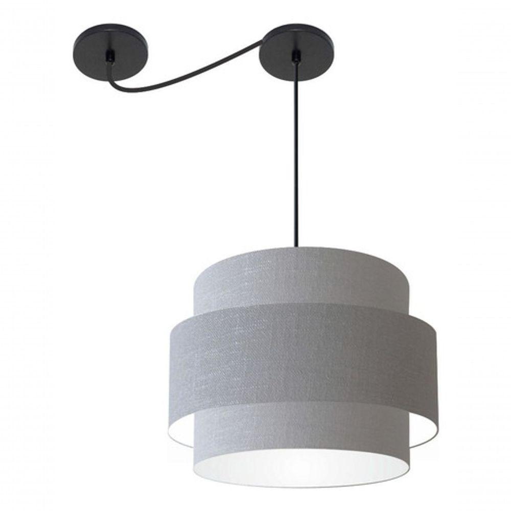 Lustre Sala De Jantar Com Desvio Vivare Md-4398 Cúpula Em Tecido 45cm Rustico-cinza 127/220v - 7