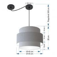 Lustre Sala De Jantar Com Desvio Vivare Md-4398 Cúpula Em Tecido 45cm Rustico-cinza 127/220v - 8