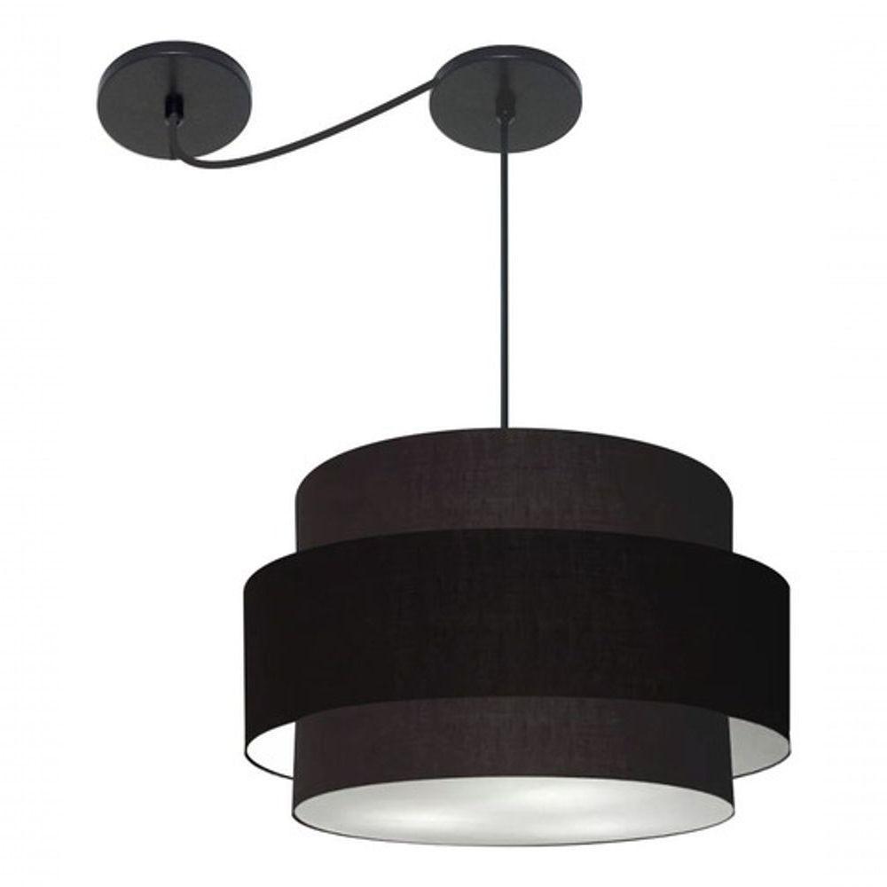 Lustre Sala De Jantar Com Desvio Vivare Md-4400 Cúpula Em Tecido 55cm Preto 127/220v - 9