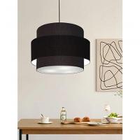 Lustre Sala De Jantar Com Desvio Vivare Md-4400 Cúpula Em Tecido 55cm Preto 127/220v - 5