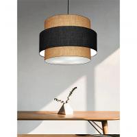 Lustre Sala De Jantar Com Desvio Vivare Md-4400 Cúpula Em Tecido 55cm Palha-preto-palha 127/220v - 6