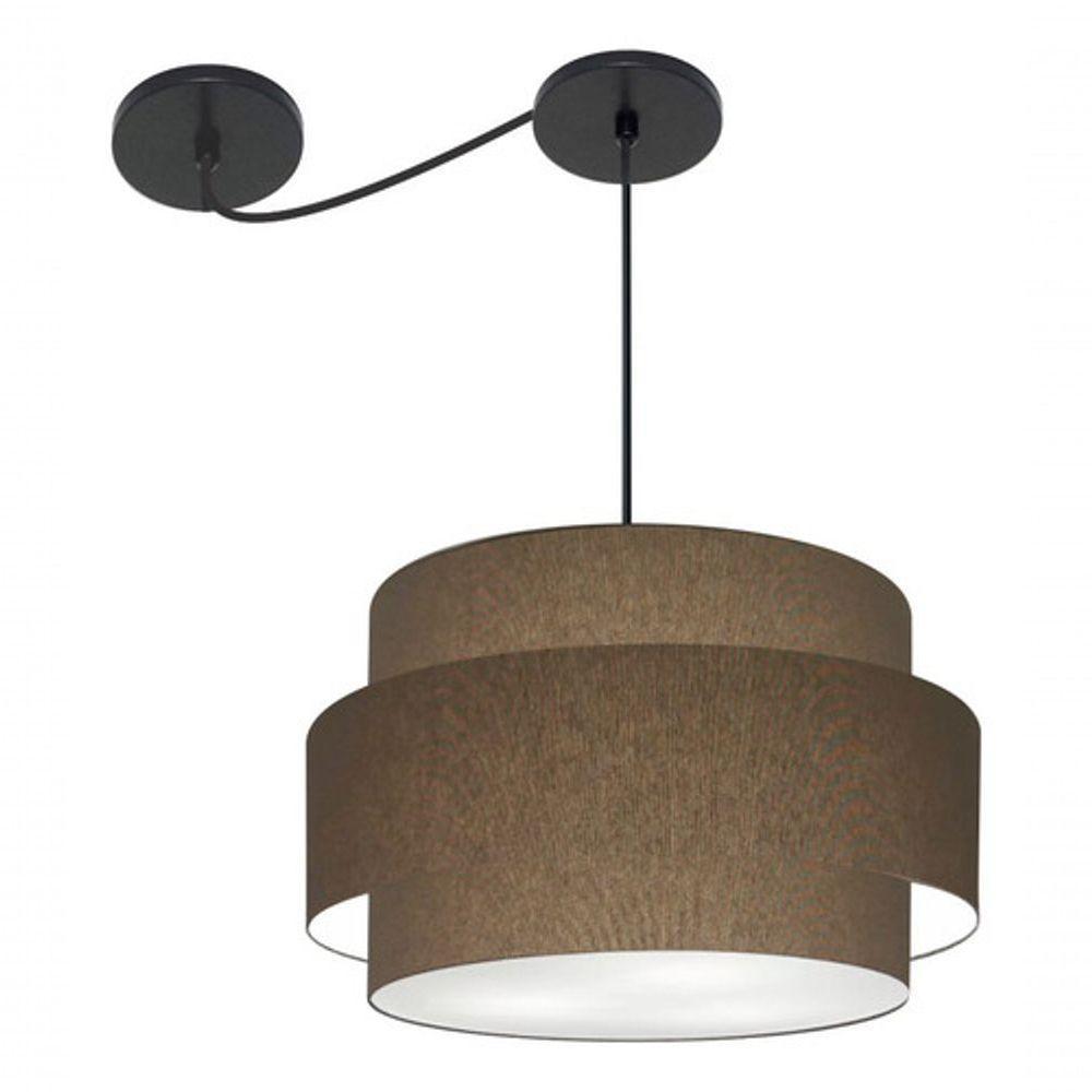 Lustre Sala De Jantar Com Desvio Vivare Md-4401 Cúpula Em Tecido 60cm Cáqui 127/220v - 7