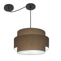 Lustre Sala De Jantar Com Desvio Vivare Md-4401 Cúpula Em Tecido 60cm Cáqui 127/220v - 1