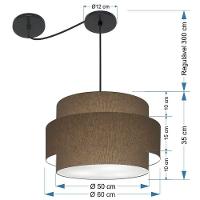 Lustre Sala De Jantar Com Desvio Vivare Md-4401 Cúpula Em Tecido 60cm Cáqui 127/220v - 2