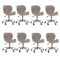 Kit 8 Cadeiras Office Eiffel Slim Com Base Giratória E Ajustável Bege - 1