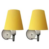 Kit-2 Arandela Cone Md-2013 Branco C- Inter Liga E Desl Cúpula Em Tecido Amarelo - Bivolt - 1