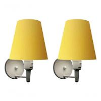 Kit-2 Arandela Cone Md-2013 Branco C- Inter Liga E Desl Cúpula Em Tecido Amarelo - Bivolt