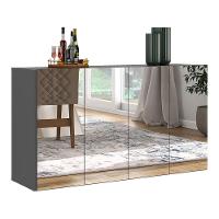 Aparador Buffet 4 Portas Com Espelho Vegas Grafite - 7