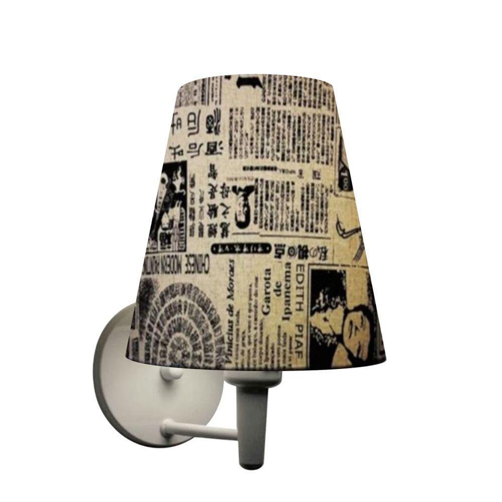 Arandela Cone Md-2007 Base Branco Cúpula Em Tecido 20-08x18cm Ny-jornal - Bivolt - 3