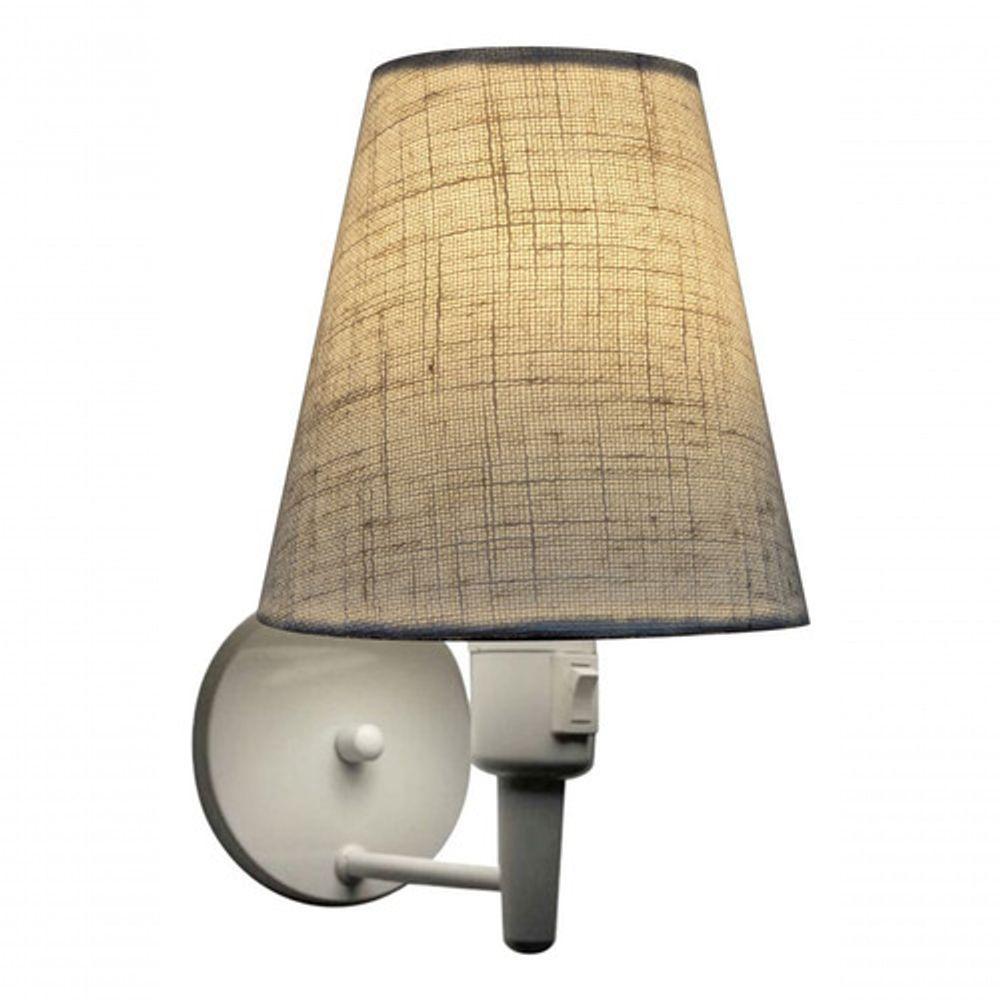 Kit-2 Arandela Cone Md-2013 Branco C- Inter Liga E Desl Cúpula Em Tecido Rustico Bege - Bivolt - 6