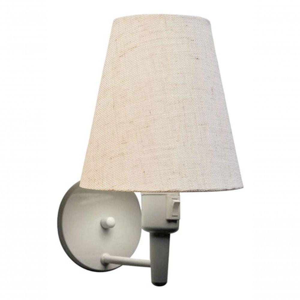 Kit-2 Arandela Cone Md-2013 Branco C- Inter Liga E Desl Cúpula Em Tecido Rustico Bege - Bivolt - 8