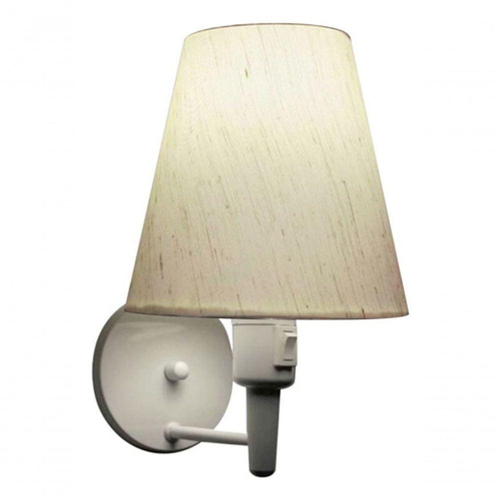 Arandela Cone Md-2013 Branco C- Inter Liga E Desl Cúpula Em Tecido Linho Bege - Bivolt - 2