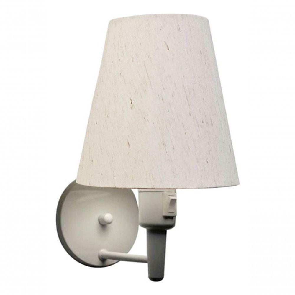 Arandela Cone Md-2013 Branco C- Inter Liga E Desl Cúpula Em Tecido Linho Bege - Bivolt - 4