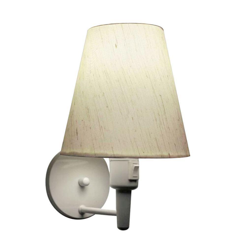 Arandela Cone Md-2013 Branco C- Inter Liga E Desl Cúpula Em Tecido Linho Bege - Bivolt - 5