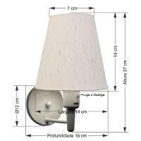 Arandela Cone Md-2013 Branco C- Inter Liga E Desl Cúpula Em Tecido Linho Bege - Bivolt - 6