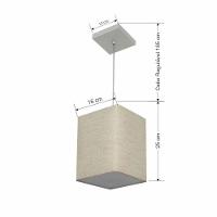 Lustre Pendente Quadrado Md-4007 Cúpula Em Tecido 25/16x16cm Rustico Bege - Bivolt - 2
