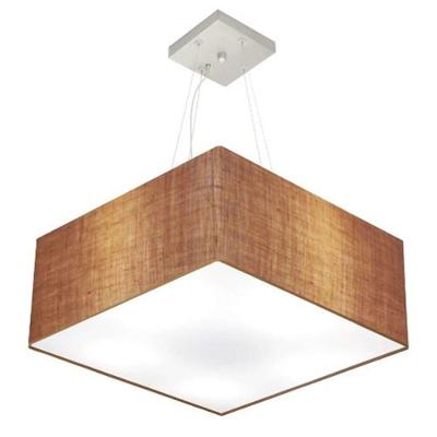 Lustre Pendente Quadrado Md-4065 Cúpula Em Tecido 30/70x70cm Palha - Bivolt