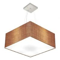 Lustre Pendente Quadrado Md-4065 Cúpula Em Tecido 30/70x70cm Palha - Bivolt - 3