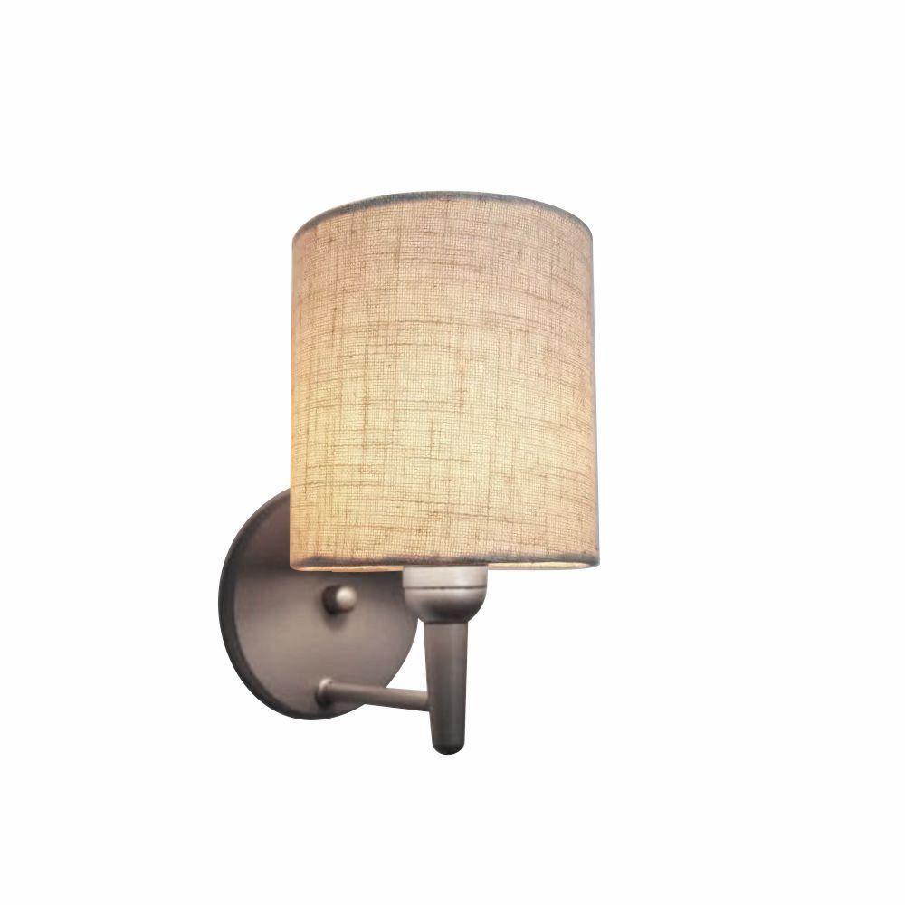 Arandela Cilindrica Md-2009 Base Cinza Cúpula Em Tecido 14x15cm Rustico Bege - Bivolt - 1